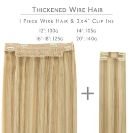 WENNALIFE Wire Hair Extensions (Increase 50% Lifespan) Real Human Hair 20 inch 140g Light Blonde Highlighted Golden Blonde Remy Real Hair Extensions Invisible Wire Hair Extensions Human Hair Fish Line