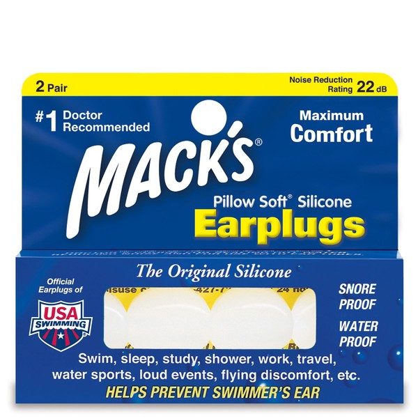 Mack's Pillow Soft Earplugs (Pair), 2-Count Boxes (Pack of 12)