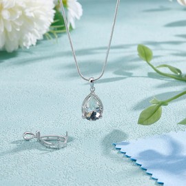 UNICRAFTALE 2 Pcs 925 Sterling Silver Claw Setting Pendant Blank Charms Platinum Teardrop Basket Setting Pendant Prongs Mounting Bezel Cups Tray 14x10mm Charms for Necklace Jewelry Making