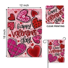 Covido Home Decorative Happy Valentine's Day Love Garden Flag, Red Pink Heart Yard Anniversary Outside Decorations, Wedding Engagement Outdoor Small Decor Double Sided 12x18