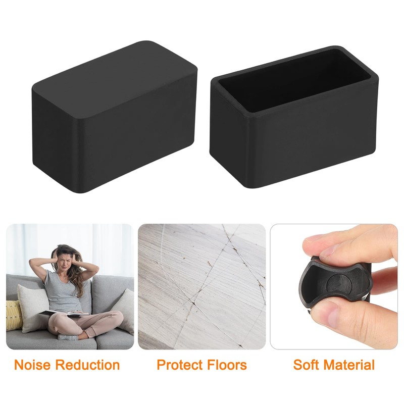 sourcing map 16Pcs PVC Square Chair Leg Caps, 40mm x