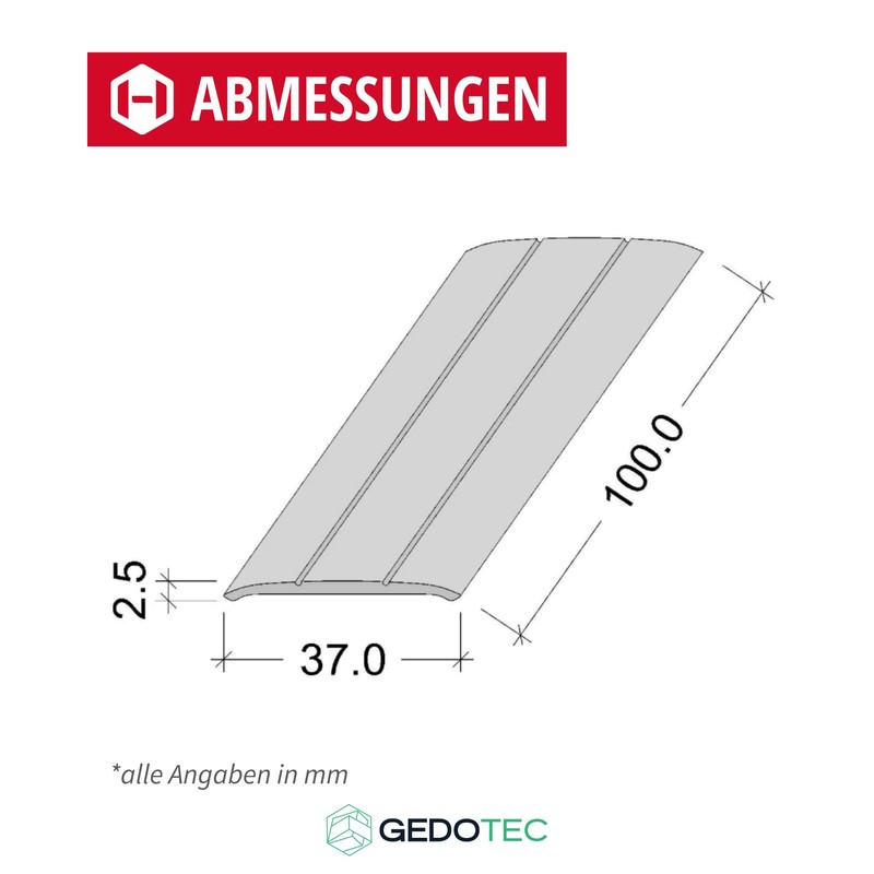 Gedotec Transition Profile for Screwing Aluminium Black 100 cm Length