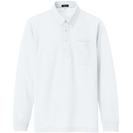 Ajito 10598 M Long Sleeve BD Polo, Sweat Absorbent, Quick Drying, White