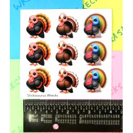 Stickasaurus Wrecks Thanksgiving Turkeys Sticker Sheet