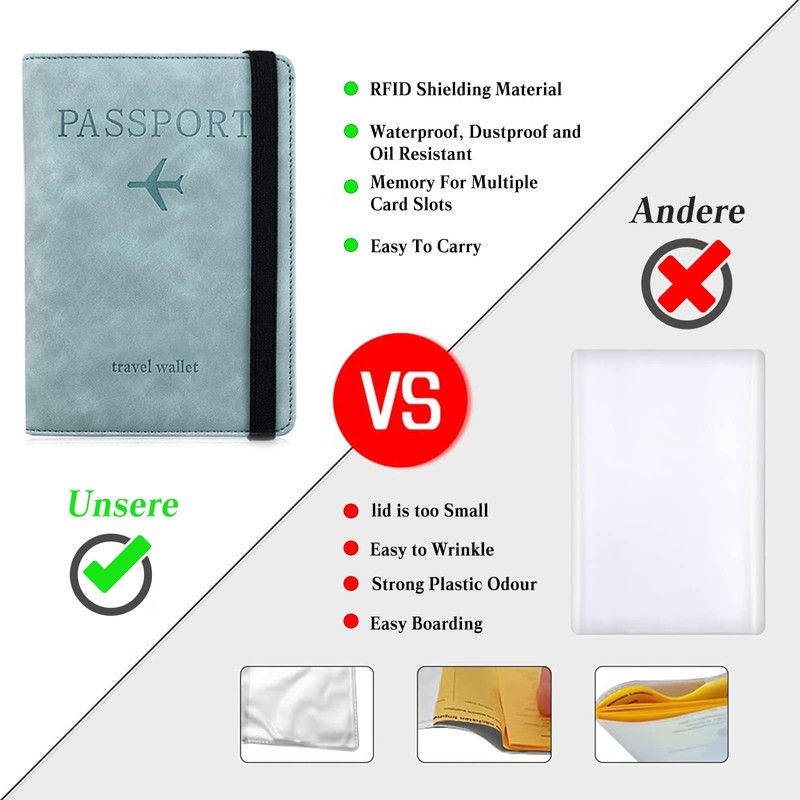 PORRASSO Passport Holder Travel Wallet RFID Blocking Card Case PU