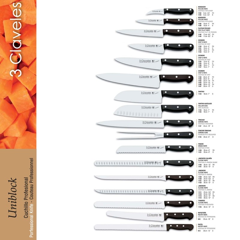 3 CLAVELES CUCHILLO MONDADOR UNIBLOCK 6 cm - 2,5" D