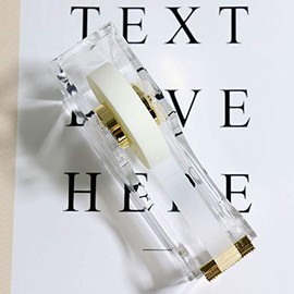 MultiBey Dispensador de Cinta Adhesiva de Oro de Acrílico Transparente de 1 Pulgada con Cortador de Cinta para Escritorio, Idea de Regalo para Oficina y Escuela (Oro)
