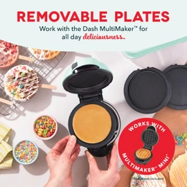 DASH MultiMaker® Mini System Two 4” Nonstick Removable Waffle Plates (Griddle) - 2Pc Griddle Plate Pack Compatible with Dash MultiMaker® Mini System, Nonstick Surface