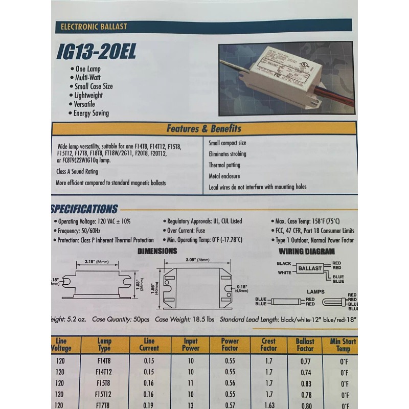 Interglobal Inter-Global IG13-20EL electronic ballast 120v New Common Aquarium Light