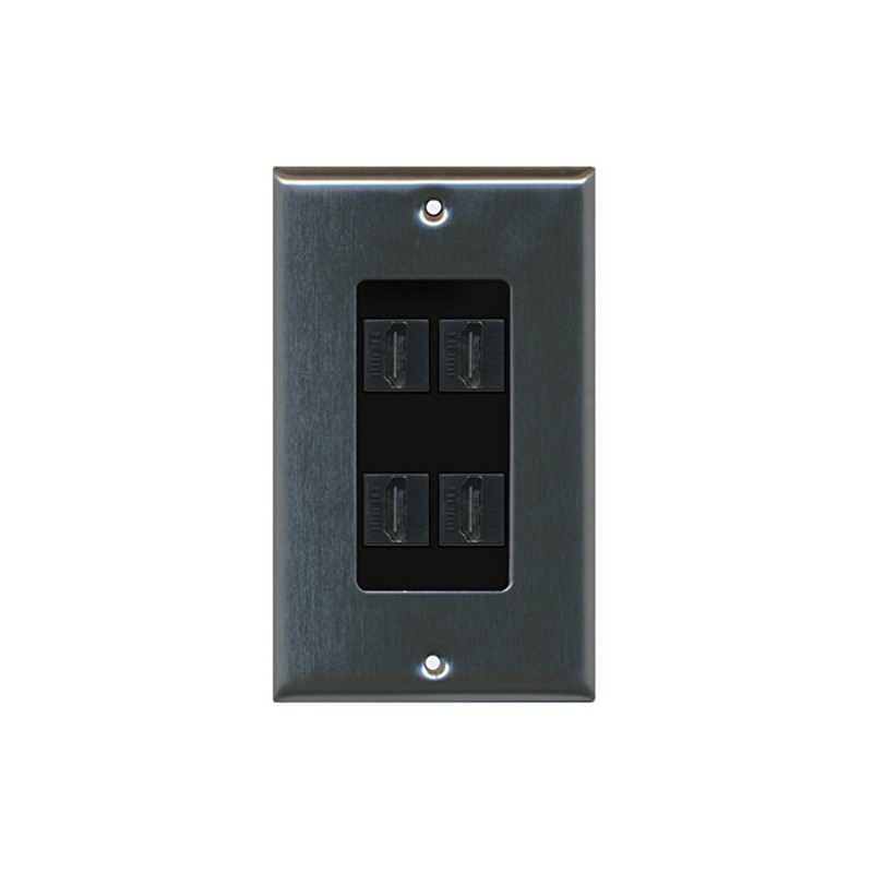 RiteAV - 4 Port HDMI 2.0 Decorative Wall Plate (Stainless