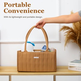 Clearworld Baby Diaper Caddy Organizer,Nursery Storage Basket, Gift for Baby Shower,Baby Registry Must Have,Baby Diaper Caddy Organizer for Diapers and Newborn Essentials,Mocha Brown