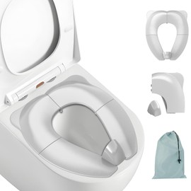 SURFOU Foldable Toilet Seat Children's Toilet Seat Attachment On the Go Seat Reducer Toilet Seat for Kids, Toilet Attachment for Children from 1 2 3 4 Years, Travel Mobile Baby Child Seat Grey