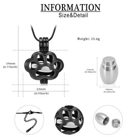 QGJNSGC Pet Cremation Jewelry for Ashes for Dog Cat Paw Print Memorial Locket Urn Necklace with Mini Case Keepsake Cremation Jewelry for Women/Men