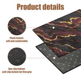 COSHARKLY Black Red Marble Bath Mat,Bathroom Rug,Shower Mats for Bathtub Shower Room Sinks,Non-Slip Floor Mats Soft Doormats for Home Decor 17x30 Inch