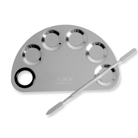 Kira Stainless Steel Professional Beauty Salon Color Cream Cosmetic Mixing Makeup Palette, Spatula Makeup Artist Nail Art Tool (half round)