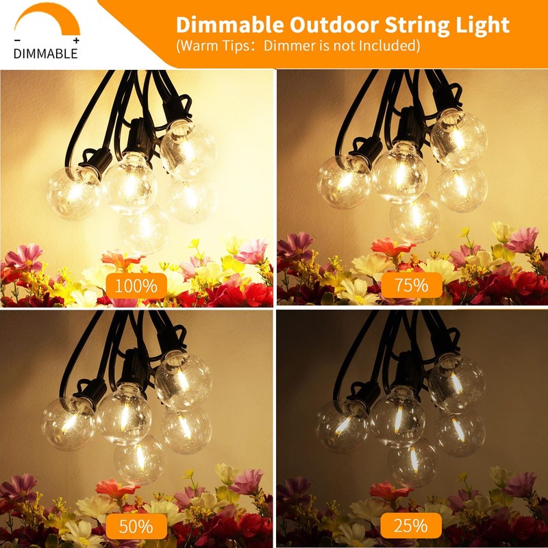 Svater Outdoor String Lights LED 25 FT, Patio Globe Lights