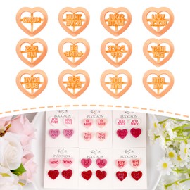 Puocaon Valentines Polymer Clay Cutters - 12 Pcs Shapes Valentine's Day Polymer Clay Cutters for Earrings Making Romantic Love Heart Shape Clay Cutters for Polymer Clay Jewelry