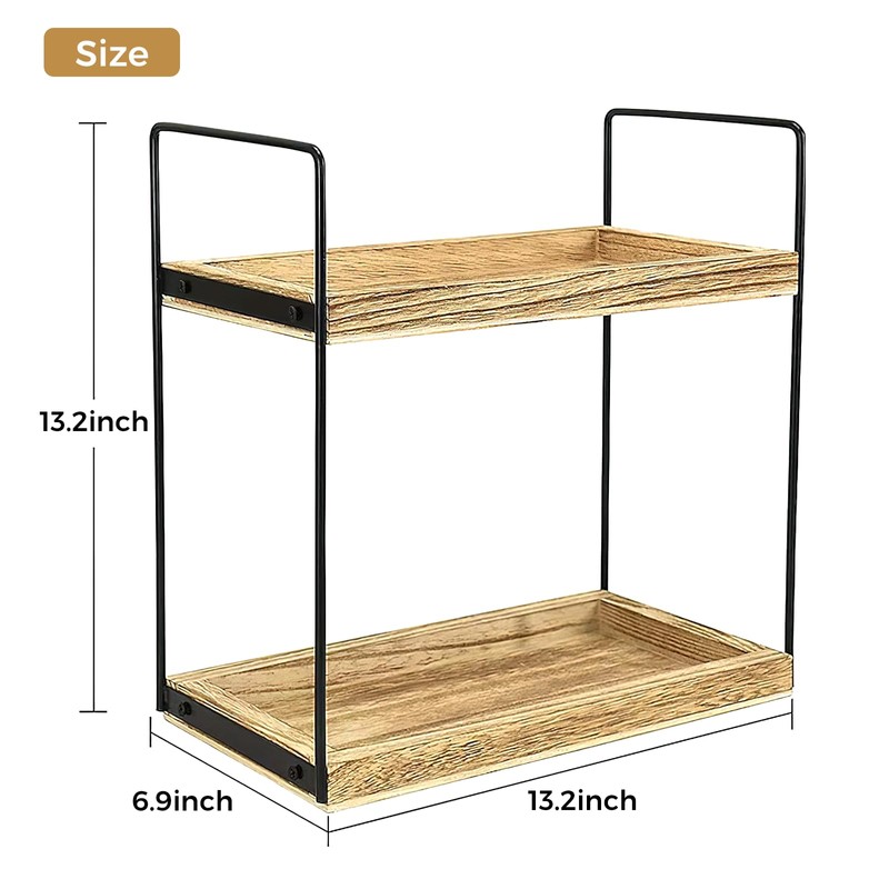 Ausune Coffee Station Organiser,2 Tier Coffee Bar Accessories Organiser, Wooden