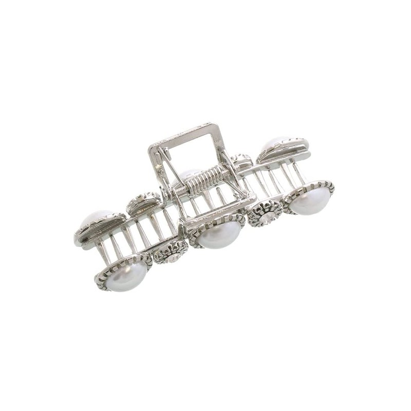 VingTAINE H7641-S Hair Claw Hair Clip, Pearl, Bijou, Classic, Women's