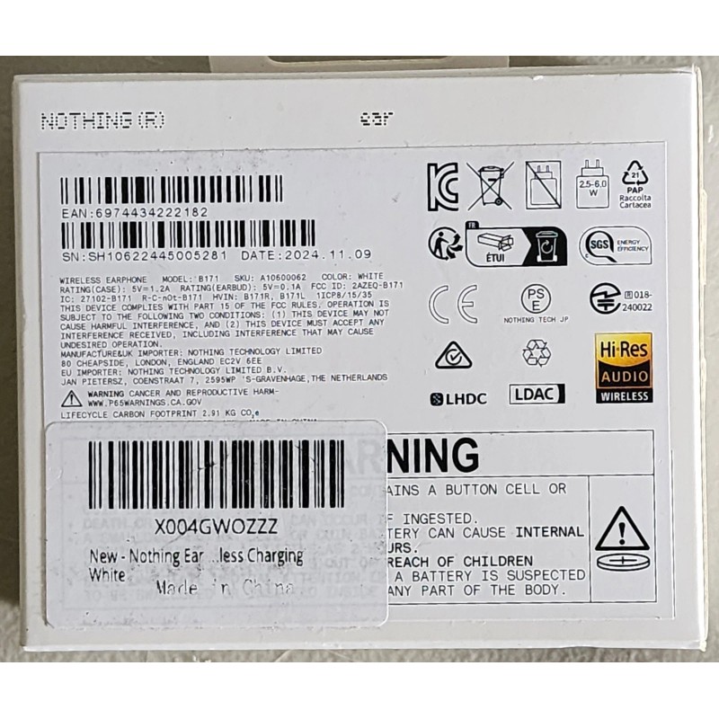 Nothing Ear 2024 Wireless Earbuds ANC Hi-Res Audio with LDAC