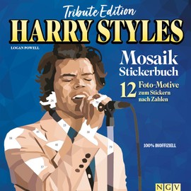 Tribute Edition Harry Styles Mosaik Stickerbuch: 12 Foto-Motive zum Stickern nach Zahlen I 100 % Inoffiziell