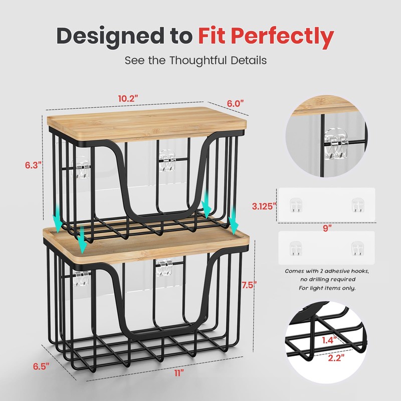 KONE Trash Bag Holder, 2 Pack Garbage Bag Dispenser, Storage