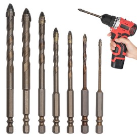 VOSSOT Exzenterbohrer Sägezahn Metallbohrer Set 7 Teilig, Steinbohrer Set Aus Legierung für Beton, Glas, Keramik, Metall,Powerbit, Anti-Rutsch-Design, Betonbohrer Set Bohrer für Heim- und Handwerker
