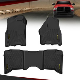 CHEDA TPE Floor Mats Cargo Liners All-Weather Protection Compatible with Dodge Ram Truck Crew Cab 2009-2018 (NOT Fit Tradesman Quad Cab) 1st & 2nd Row 3PCS