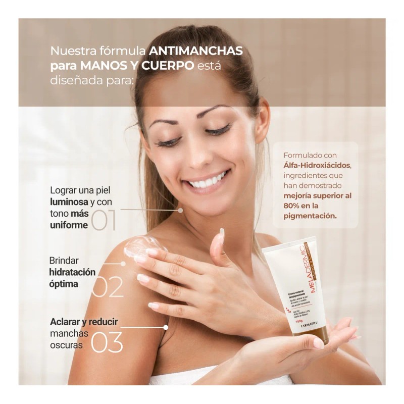 Crema Despigmentante Para Manos Y Cuerpo Meladermic 150 G