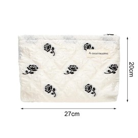 JYSILIYH Cosmetic Bags for Women,Large Aesthetic Makeup Bag,Preppy Skincare Organizer,Rose Makeup Bag,Period Kit Bag Hygiene Bag,Cosmetic Bag Zipper Purse Travel Bag (White)