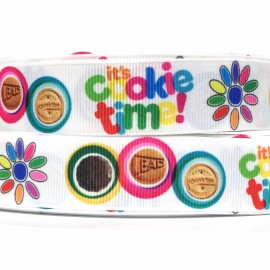 GROSGRAIN RIBBON 5/8", 7/8", 1.5" & 3" GIRL SCOUTS it's Cookie Time Printed GS21 - 1 YARD, 7/8"