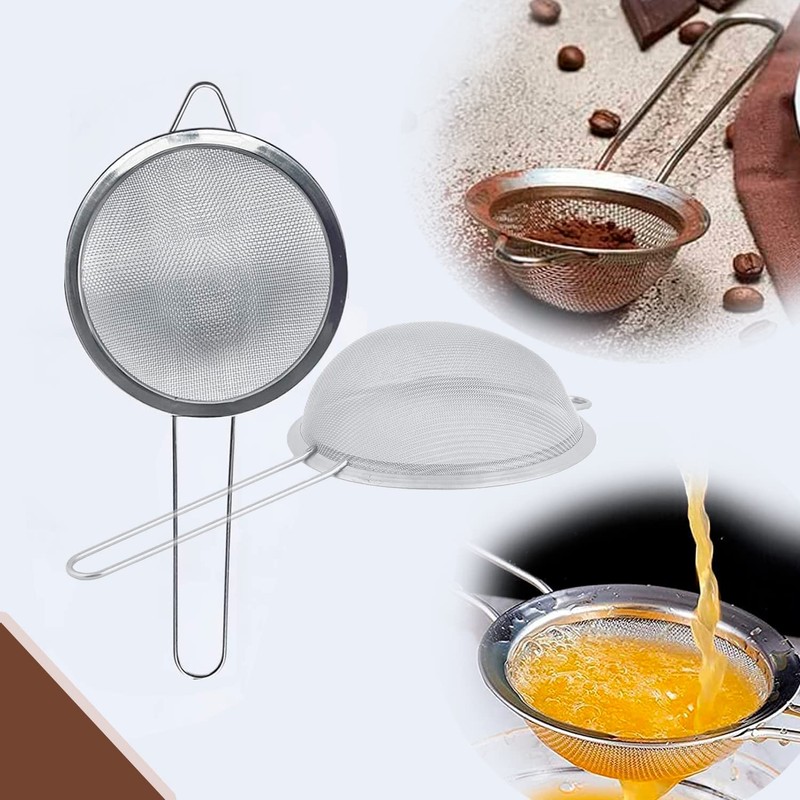 BRICOMIRAS Stainless Steel 20 cm Kitchen Strainer, Fine Mesh for