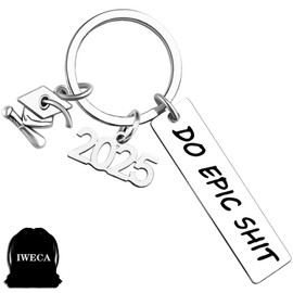 Iweca 2024 Graduation Gifts for Women Him Senior Keychain for Her Men Student Graduate Grad Idea for Son Daughter Teen from College High School Jewelry Present Gift for Boy Girl Grads, Silver, Medium