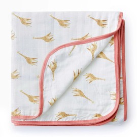 Soft Bamboo Viscose Baby Blanket, Giraffe, Baby Boy/Girl/Unisex, 47"x47", 8-Layers