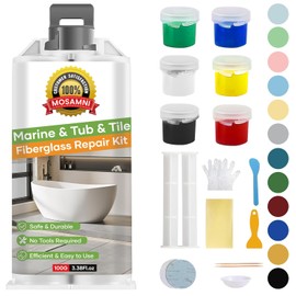 MOSAMNI Bathtub Repair Kit White for Tubs, Fiberglass Showers, Tiles, Sinks & Countertops, Fix Chips, Cracks, Holes, Scratches on Porcelain, Enamel, Acrylic, Granite, Ceramic, Quartz Surfaces