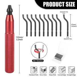 Deburring Tool Kit with 10 High Speed Steel BS1010 Blades - Works on Metal, Plastic, Resin, 3D Printer, PVC and Copper Pipes, Hole Deburrer, Burr Remover, Portable Reamer Tool