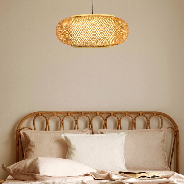 Vintage Bamboo Wicker Rattan Pendant Light Hanging Ceiling Lamp Fixture