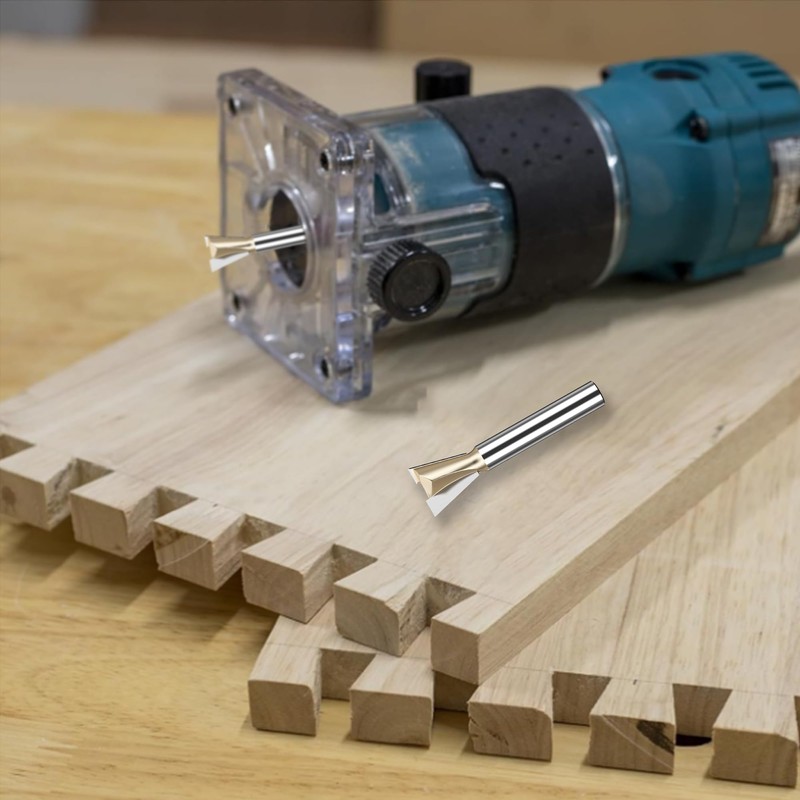 HUHAO Dovetail Router Bit 1/4" Shank 7/8" Dia Carbide Half-Blind