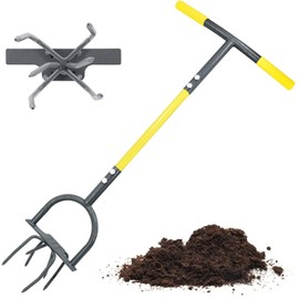 Jardineer Hand Tiller Cultivator, Twist Tiller Garden Claw Heavy Duty Manual Soil Tiller for Flower Box and Raised Bed