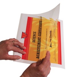 C-Line Super Heavyweight Cleer Adheer Quick Cover Laminating Pockets, Clear, 9-3/8 x 12-3/8-Inch (Box of 25)