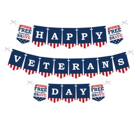 Big Dot of Happiness Happy Veterans Day - Patriotic Bunting Banner - Party Decorations - Happy Veterans Day