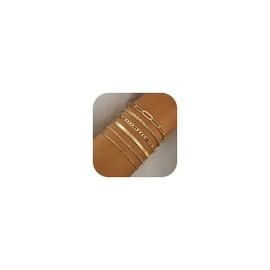 PATISORNA 14K Gold Plated Bracelets Set for Women Dainty Layered Snake Figaro Cuban Gold Chain Bracelets Fashion Jewelry Gift Pack for Women