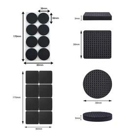 Voarge 64 Pieces 3 mm Thick Rectangular Round Anti Slip Furniture Pads for Legs, Furniture Frames Drawers Cabinets Floor Felt Pads