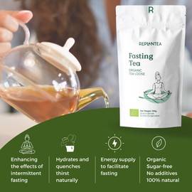 Fasting Tea Organic 100g (50 Cups) Moisturising and Energising for Intermittent Fasting | Mate, Green Tea, Nettle, Lemon Balm, Lavender REPLANTEA