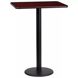 Belnick 24" x 30" Mahogany Laminate Table Top With Base - Bar Height Restaurant Table