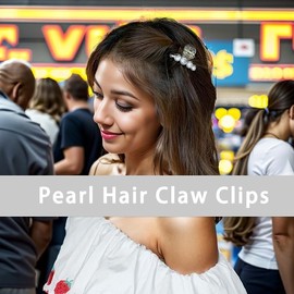 7 Stück Perlen Haarklammern, BetterJonny Kunststoff Haarspangen Damen Rutschfeste Haarklammern Haarklauenclip Haarspange Krallenclip für Frauen Mädchen Damen Hochzeit Party