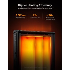 Reekie Convection Panel Space Heater, 1500W Electric Mica Infrared Heaters for Indoor Use Large Room Heater with Smart Thermostat, Remote, 24h Timer, Quite Whole Room Heater for Bedroom Office Garage