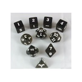 Smoke Transparent Polyhedral Dice Set - 10pc Set in Tube
