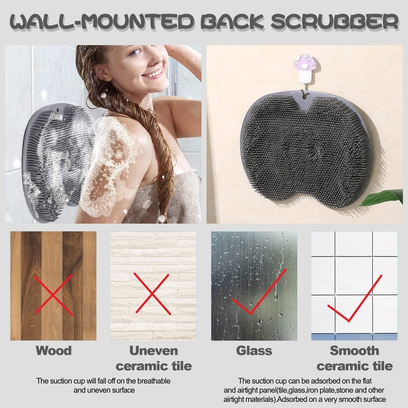 YVPSI Shower Foot & Back Scrubber, Wall Mounted Massage Pad,