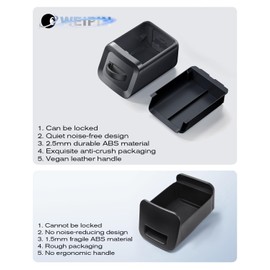 WEIPIN Lockable Camping Speaker Drawer for 2022-2026 Rivian R1T R1S Lower Console Organizer- Durable 2.5mm ABS& 3mm High-Edge Liquid Silicone Mat& Handle - Unlocking on The Car Screen